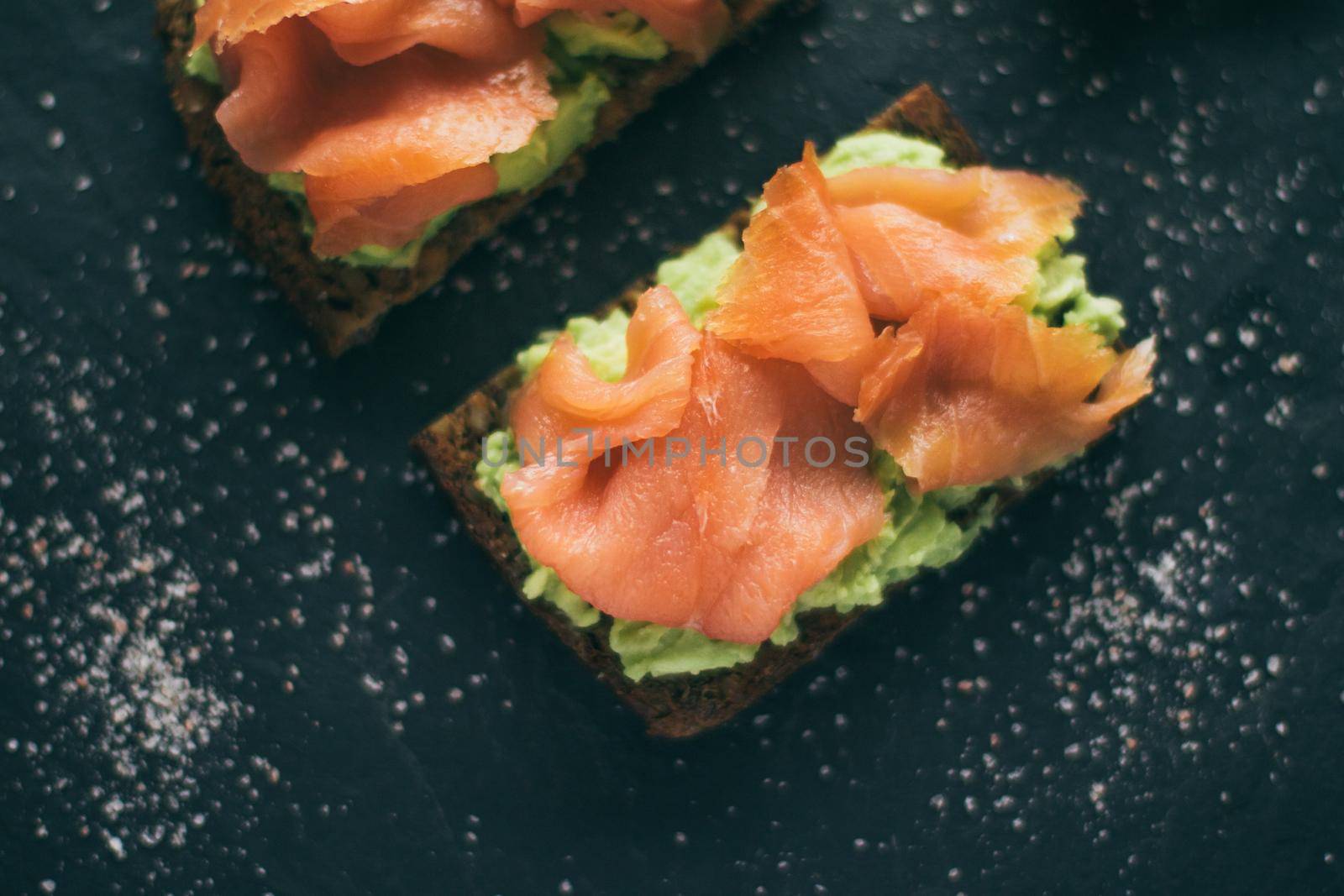 smoked salmon sandwich - healthy snacks and homemade food styled concept, elegant visuals
