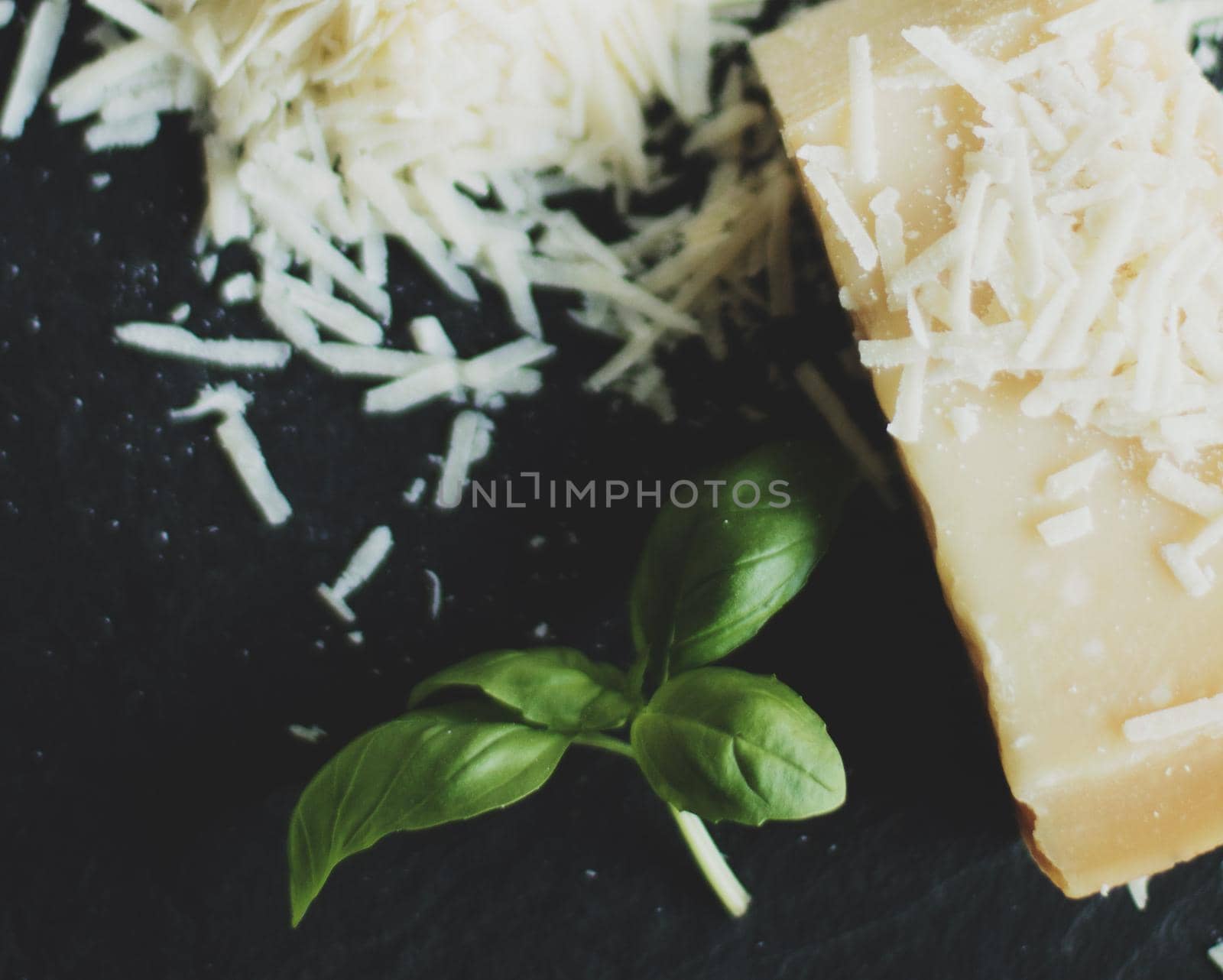 dairy and rustic farm food styled concept - shredded parmesan cheese, elegant visuals