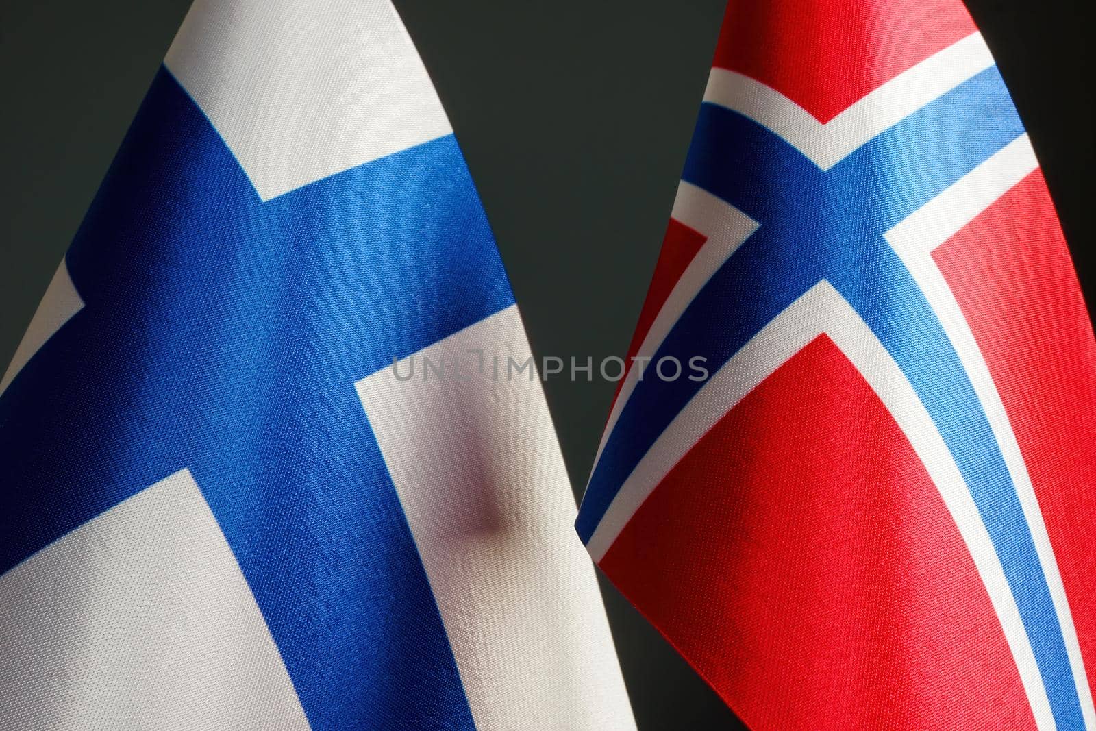Closeup of the flags of Norway and Finland.