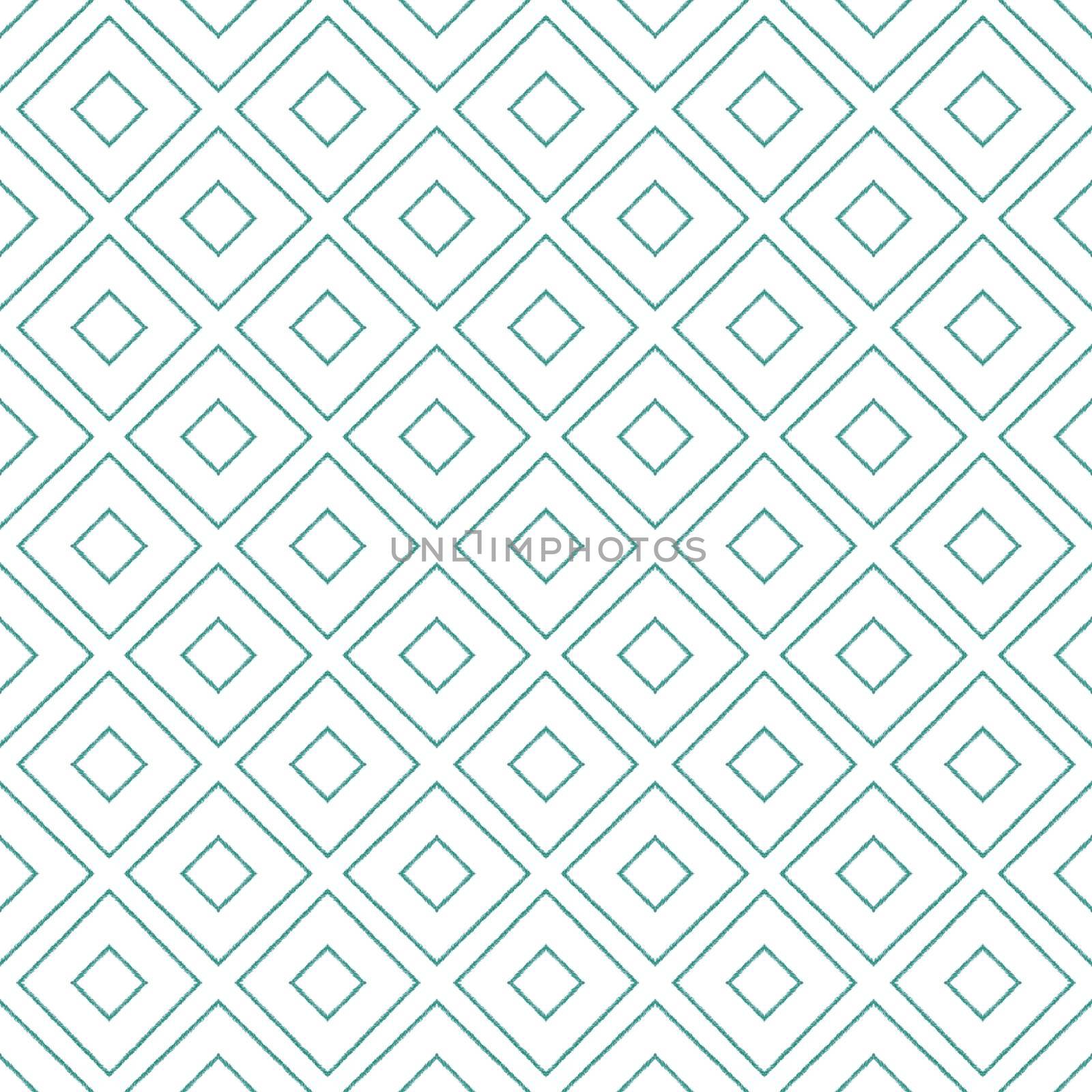 Geometric seamless pattern. Turquoise symmetrical kaleidoscope background. Textile ready modern print, swimwear fabric, wallpaper, wrapping. Hand drawn geometric seamless design.