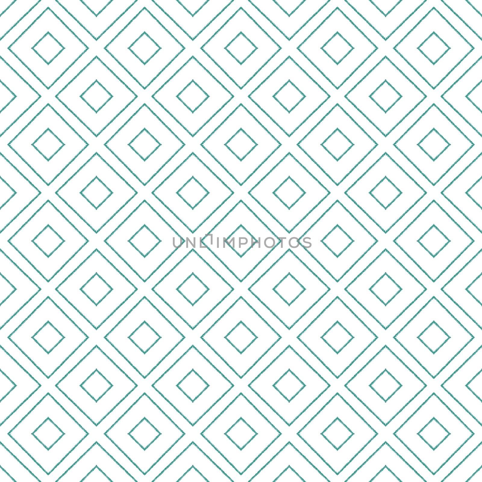 Geometric seamless pattern. Turquoise symmetrical kaleidoscope background. Textile ready modern print, swimwear fabric, wallpaper, wrapping. Hand drawn geometric seamless design.