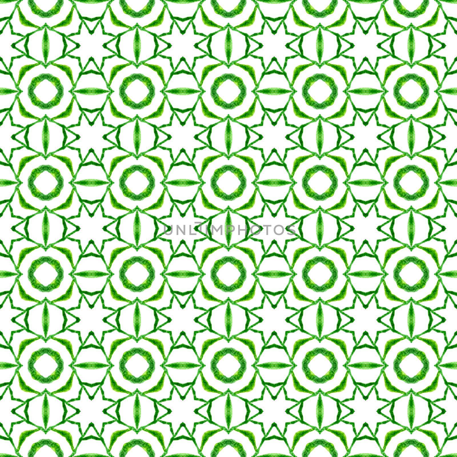 Ethnic hand painted pattern. Green breathtaking by beginagain