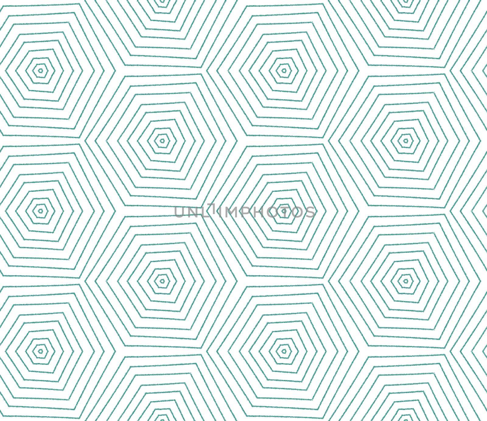 Arabesque hand drawn pattern. Turquoise symmetrical kaleidoscope background. Oriental arabesque hand drawn design. Textile ready sightly print, swimwear fabric, wallpaper, wrapping.