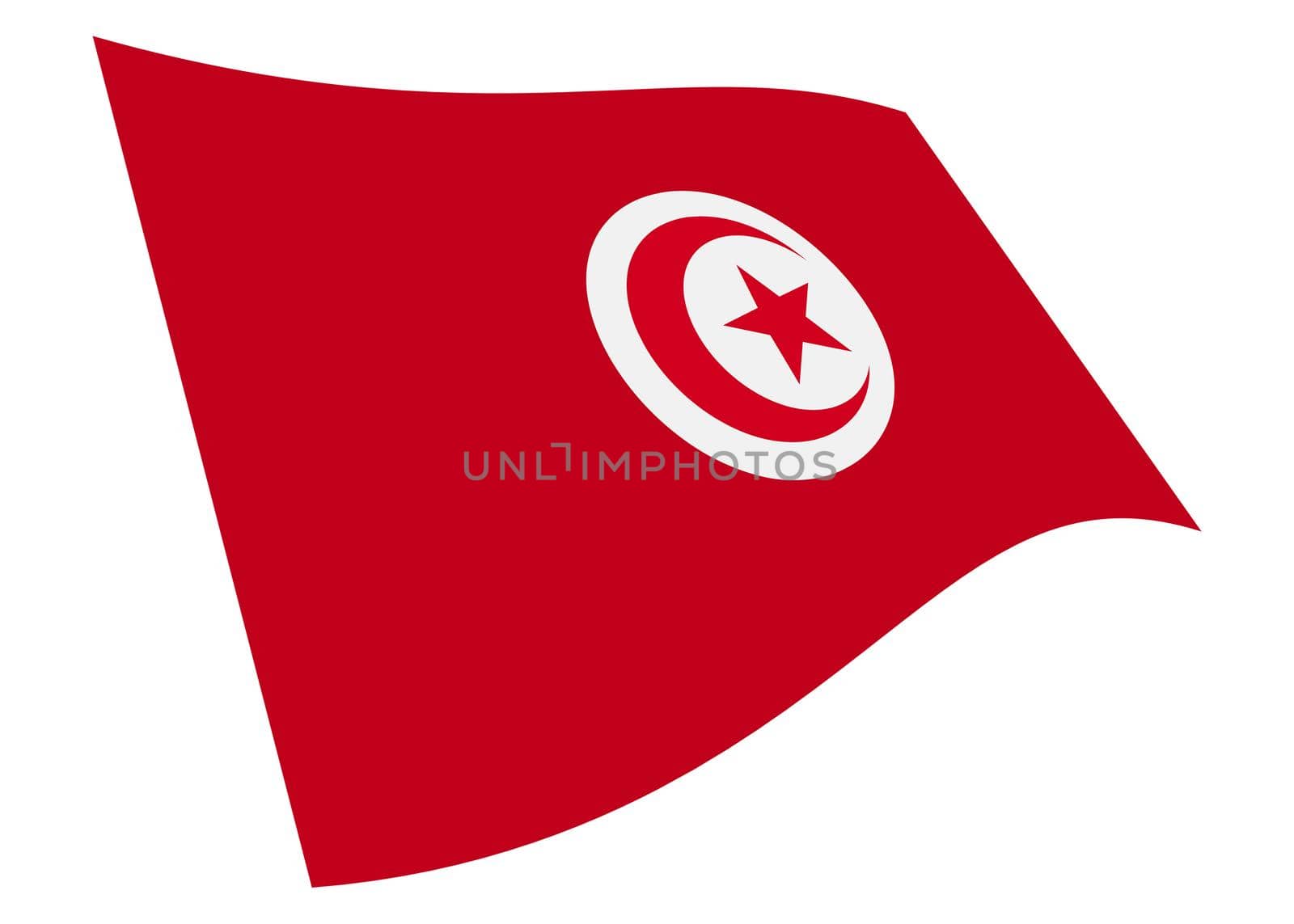 A Tunisia waving flag graphic isolated on white with clipping path 3d illustration