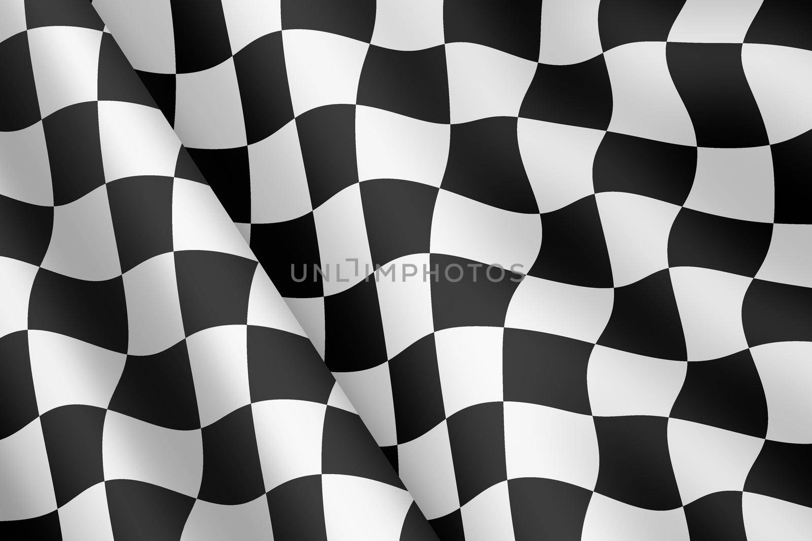 A chequered flag 3d illustration wind ripple motor race