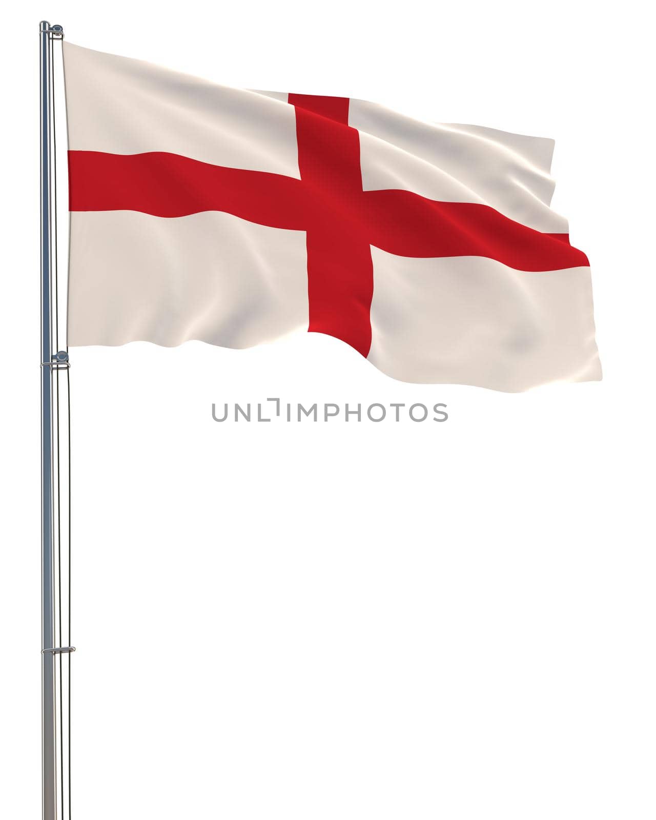 England flag waving in the wind, white background, realistic 3D rendering image