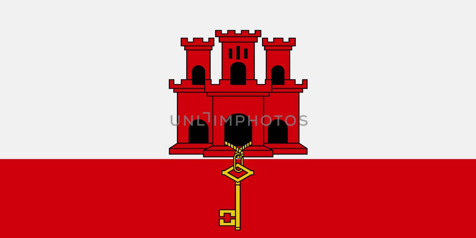 A Gibraltar flag background illustration red white castle