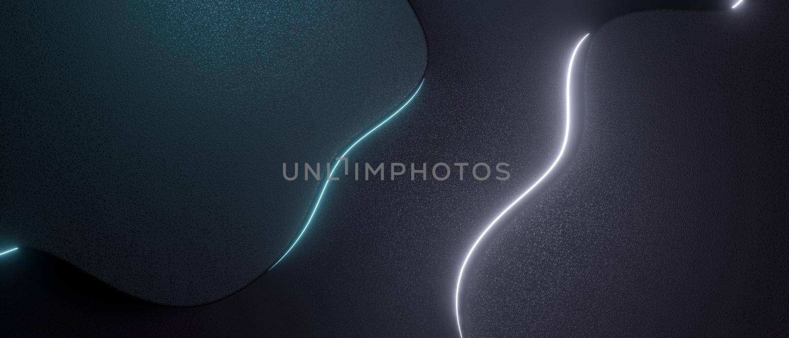 abstract violet blue neon background with glowing curve line. Dark wall illuminated with led lamps. Minimal abstract background. by yay_lmrb