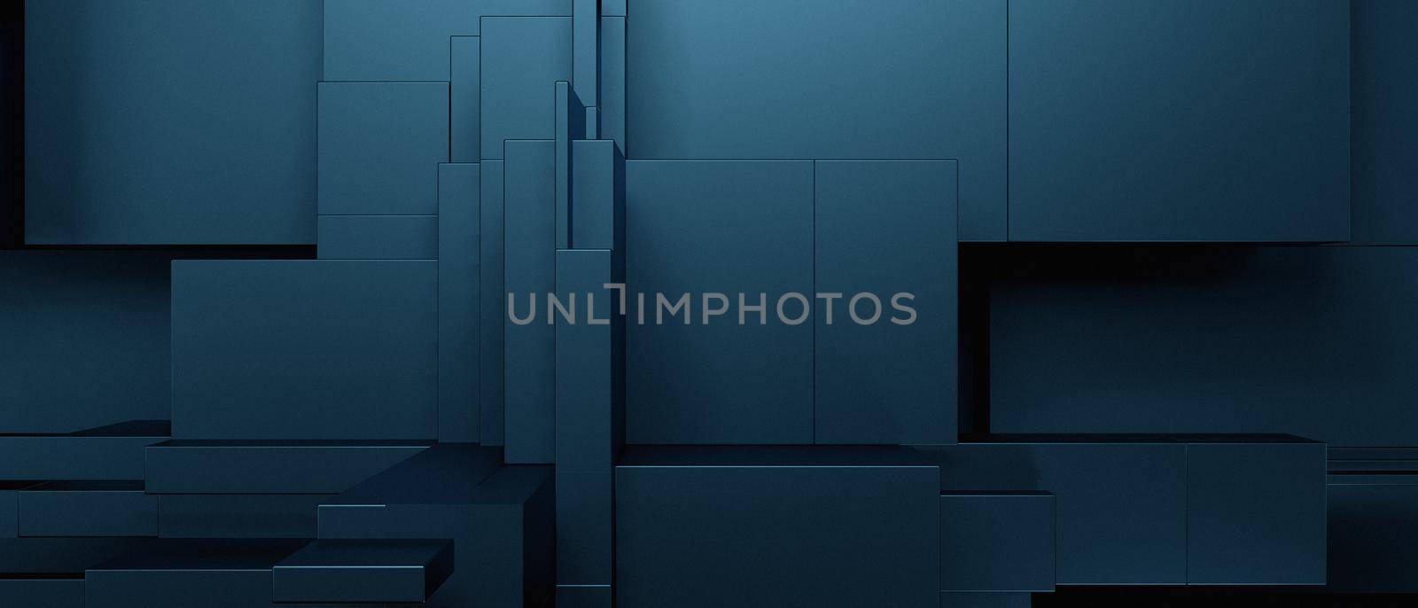 Abstract Amazing Geometric Square Cubes Three Dimensional Blue Turquoise Banner Background 3D Render