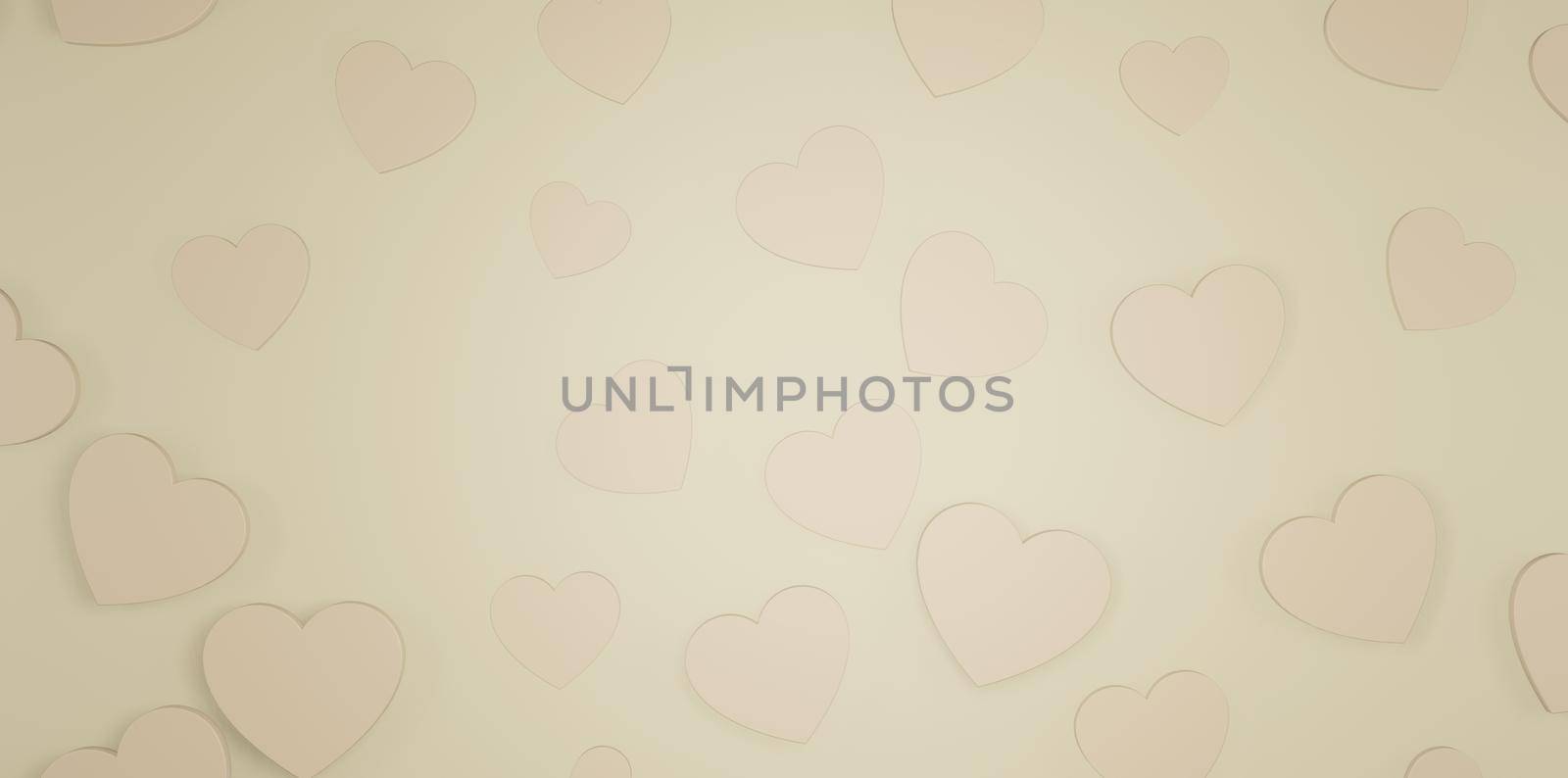 Pastel Yellow Hearts Banner Background 3D Illustration