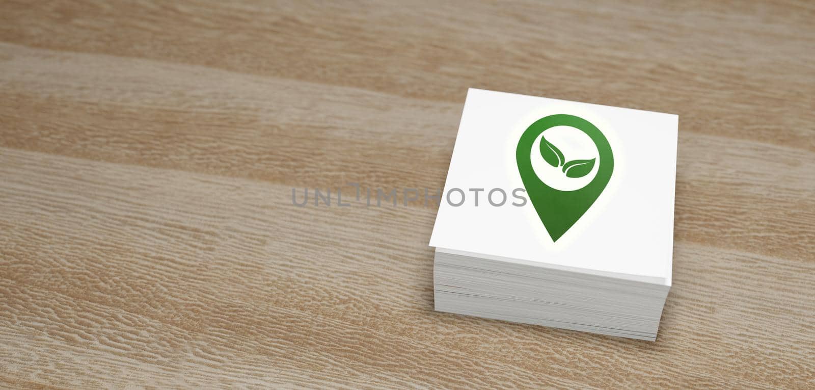 Geotag icon design eco leaf banner 3d render by yay_lmrb