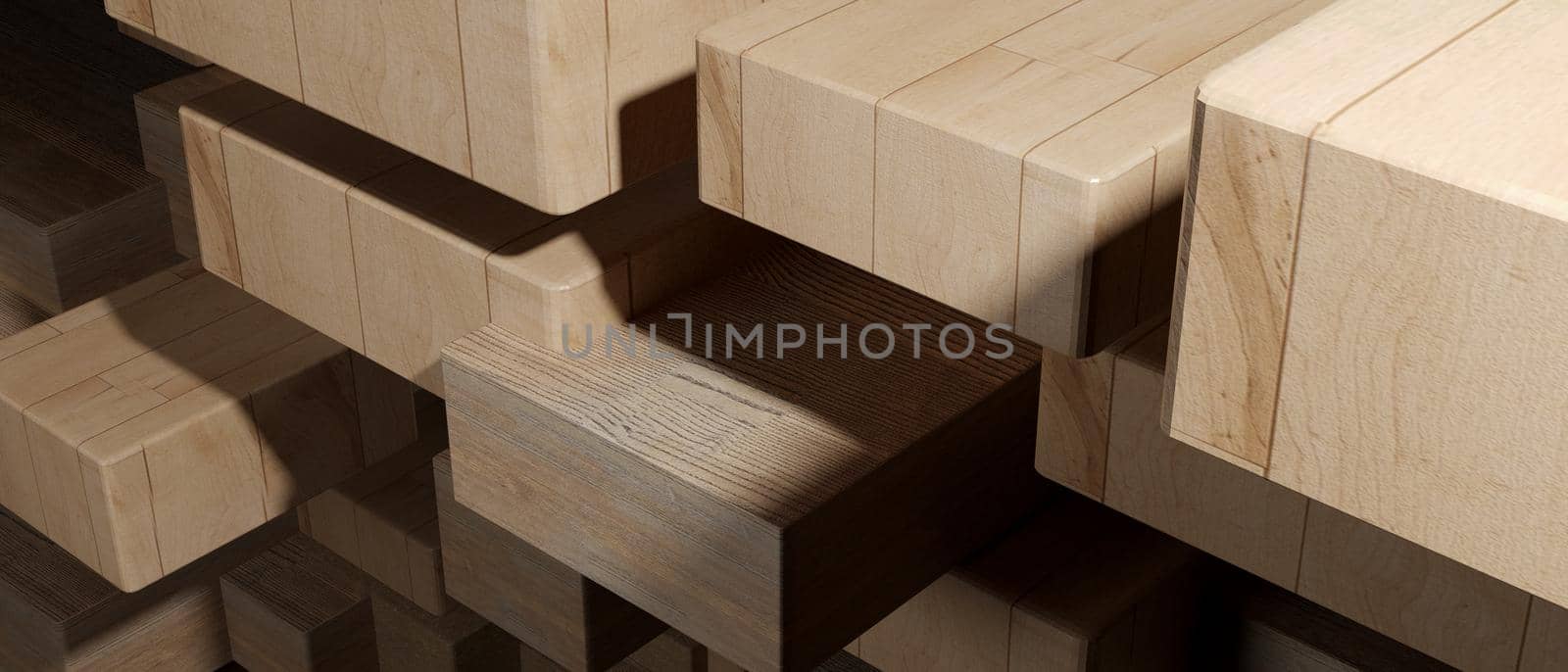 Background made of wooden cubes banner wallpaper