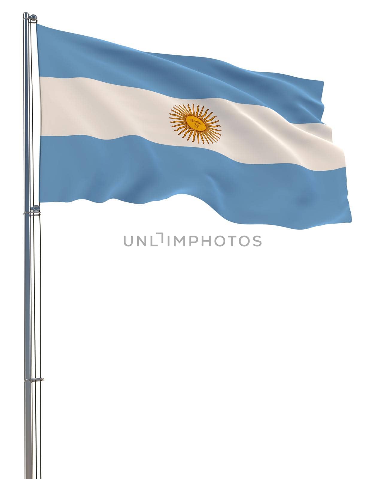 Argentina flag waving in the wind, white background, realistic 3D rendering by gladder