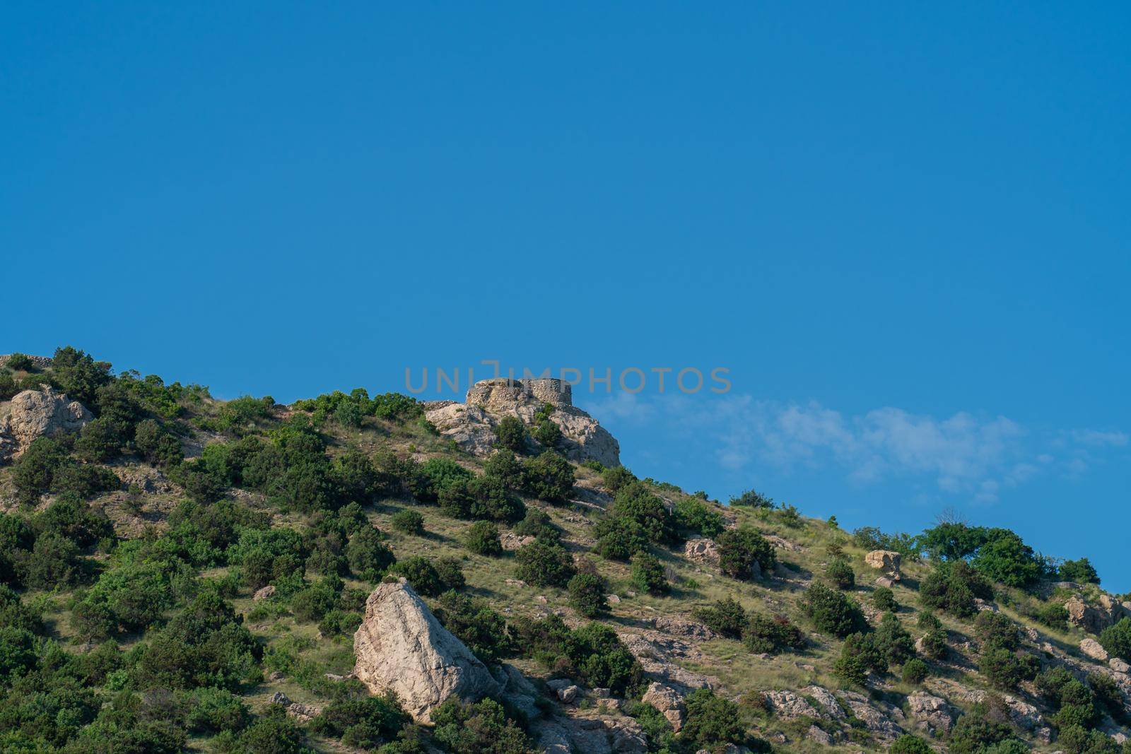 Mountains balaklava fortress bay cembalo crimea flying balaclava nature rock, for shore summer for travel and harbor beautiful, coast seascape. Background embankment panoramic, by 89167702191