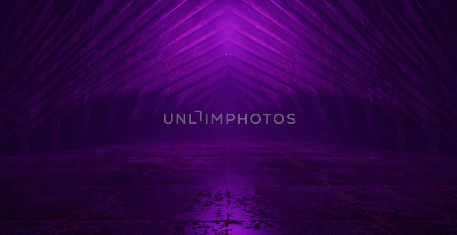 Fantasy Dystopian Bright Purple Laser Graphic Banner Background Wallpaper 3D Illustration