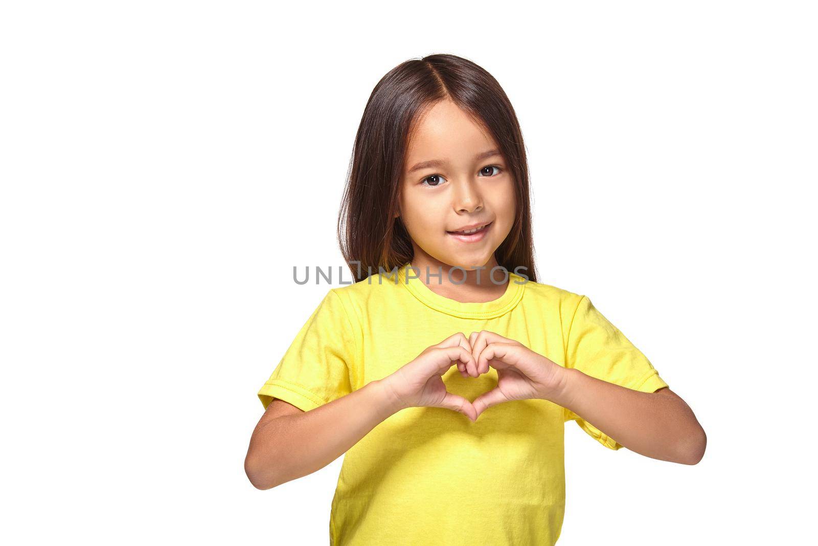 Little girl with her hands in heart-shaped by nazarovsergey