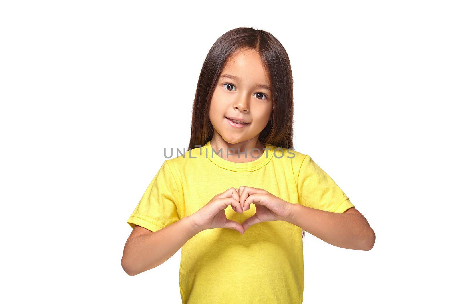 Little girl with her hands in heart-shaped by nazarovsergey