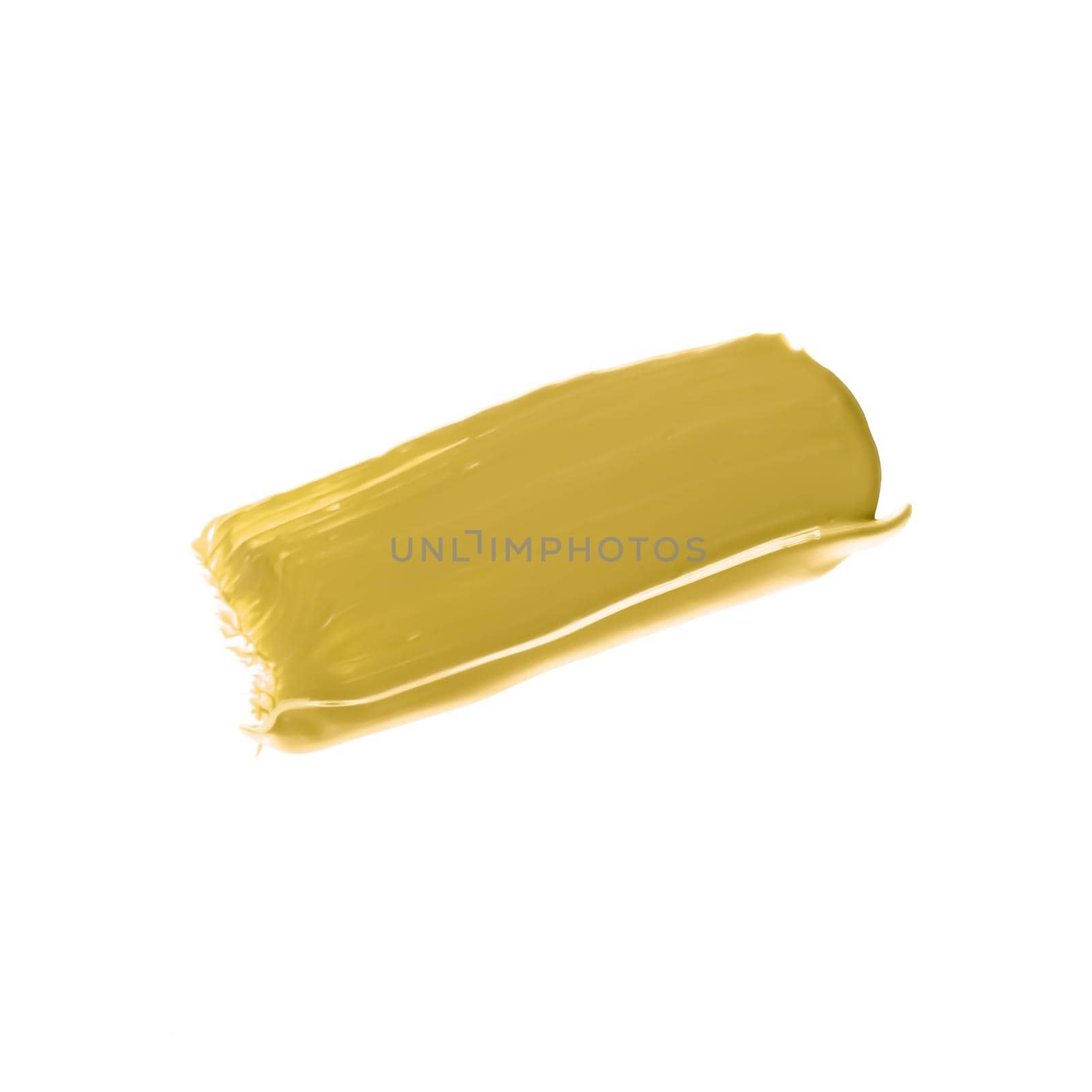 Pastel gold beauty swatch, skincare and makeup cosmetic product sample texture isolated on white background, make-up smudge, cream cosmetics smear or paint brush stroke closeup