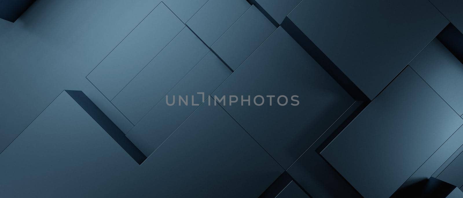 Abstract Metallic 3D Blocks Cubes Future Dark Turquoise 3D Background 3D Illustration