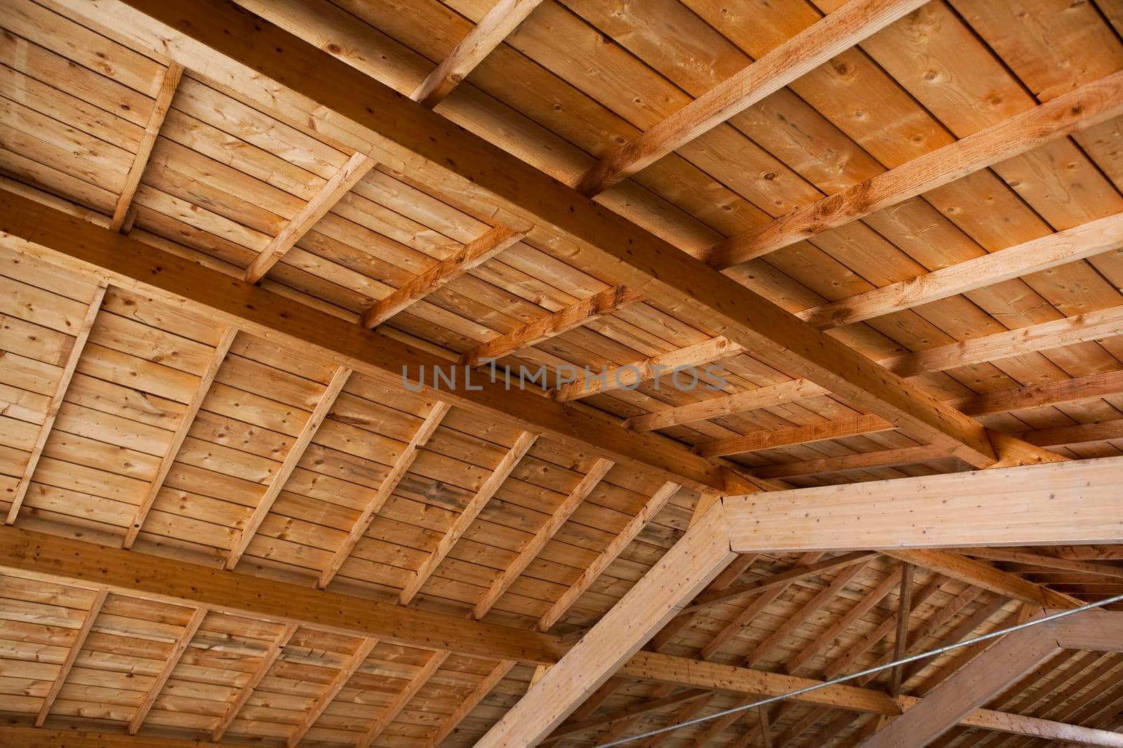 Frame of a wooden ceiling in a French farm