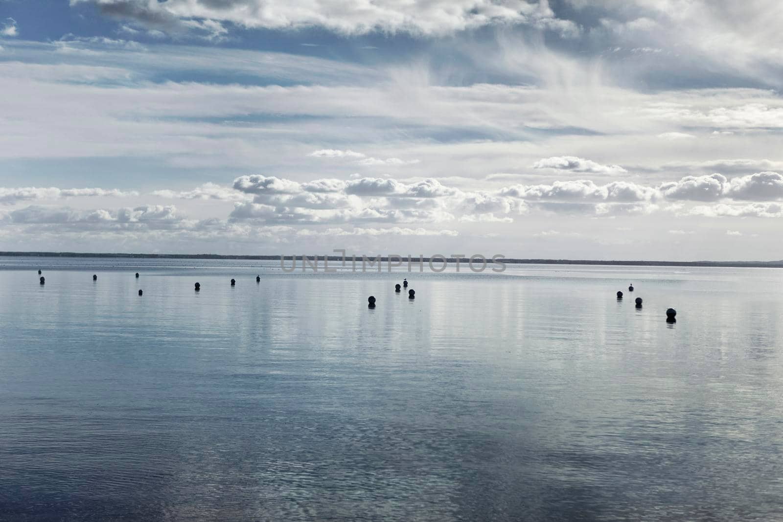 Panorama of sea and cloudy sky near Bordeaux, France