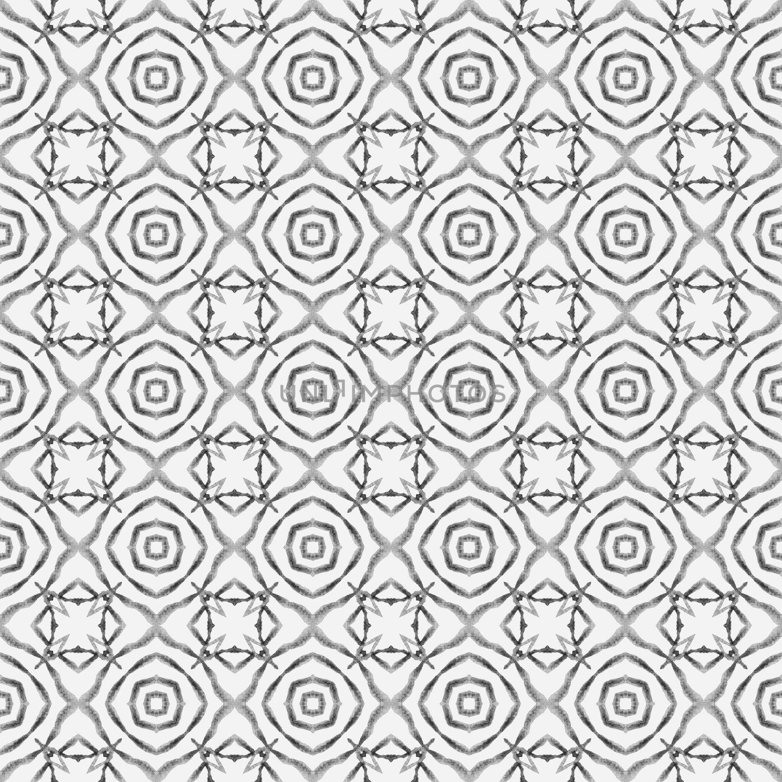 Mosaic seamless pattern. Black and white fancy boho chic summer design. Hand drawn green mosaic seamless border. Textile ready ravishing print, swimwear fabric, wallpaper, wrapping.