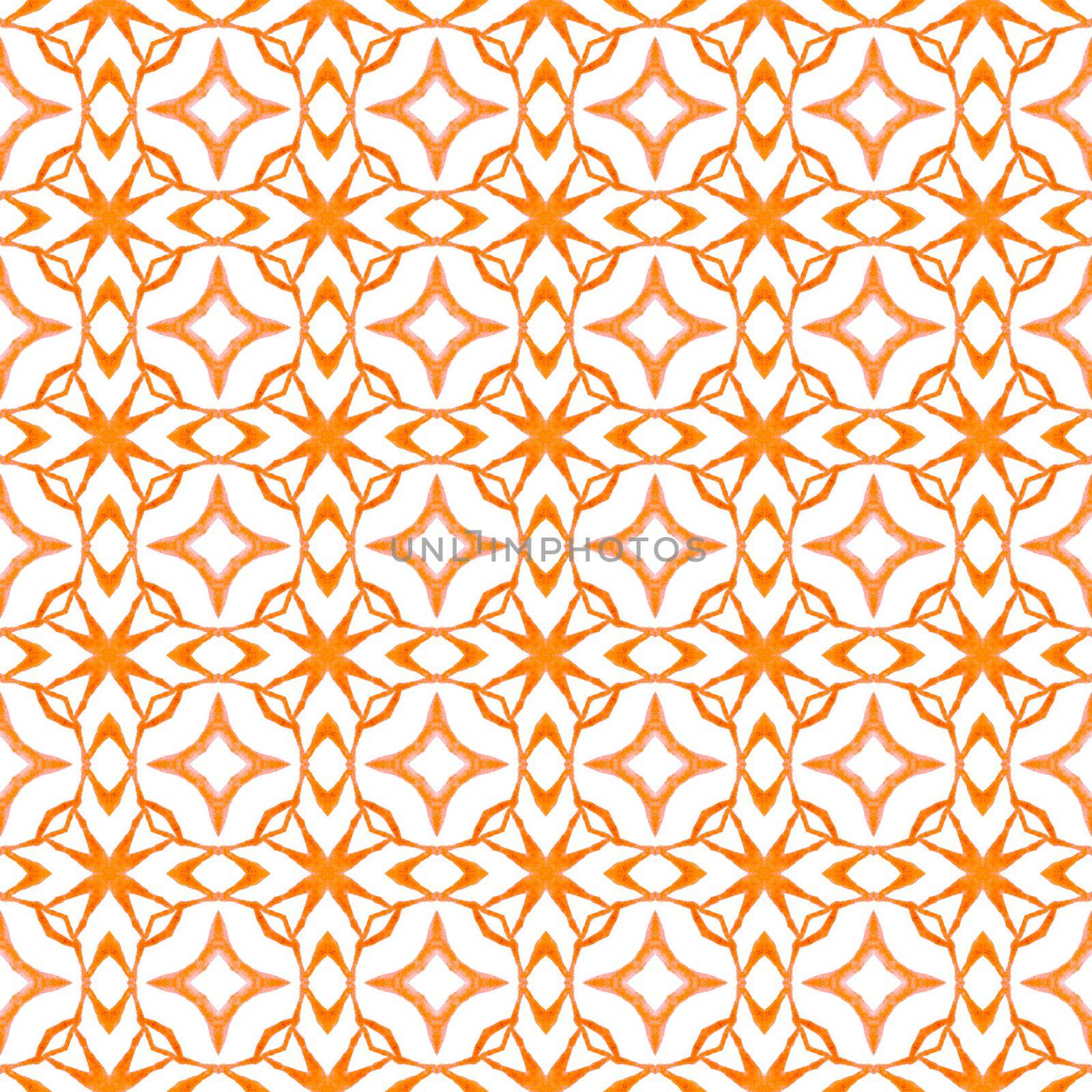 Hand painted tiled watercolor border. Orange by beginagain