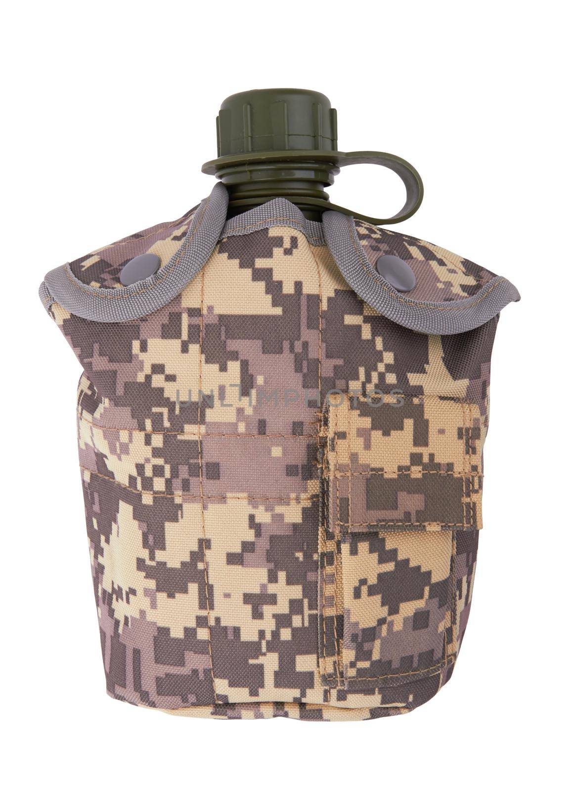 Army water canteen isolated on a white background