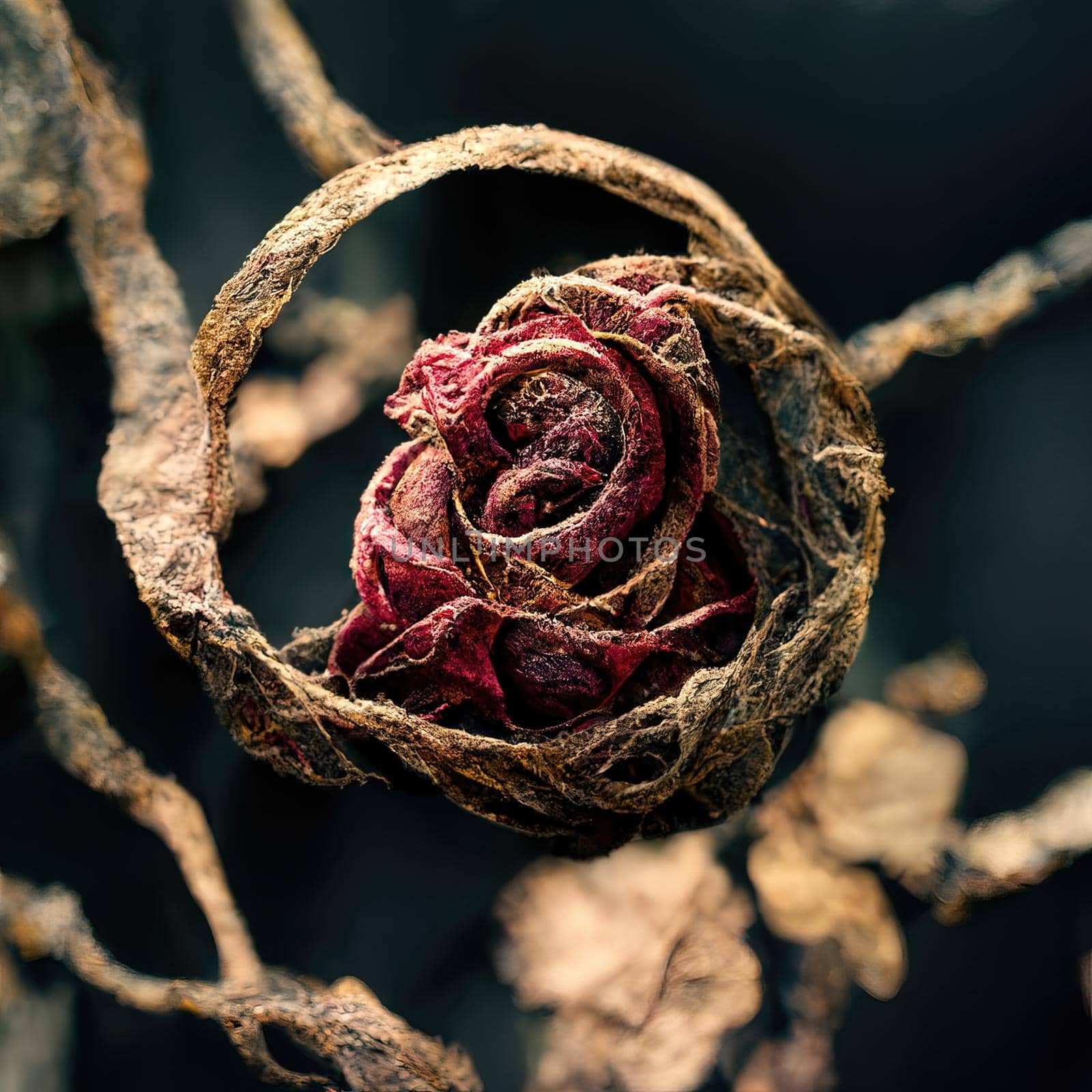 Picture of dried rose with dried vines, 3d illustration by Farcas