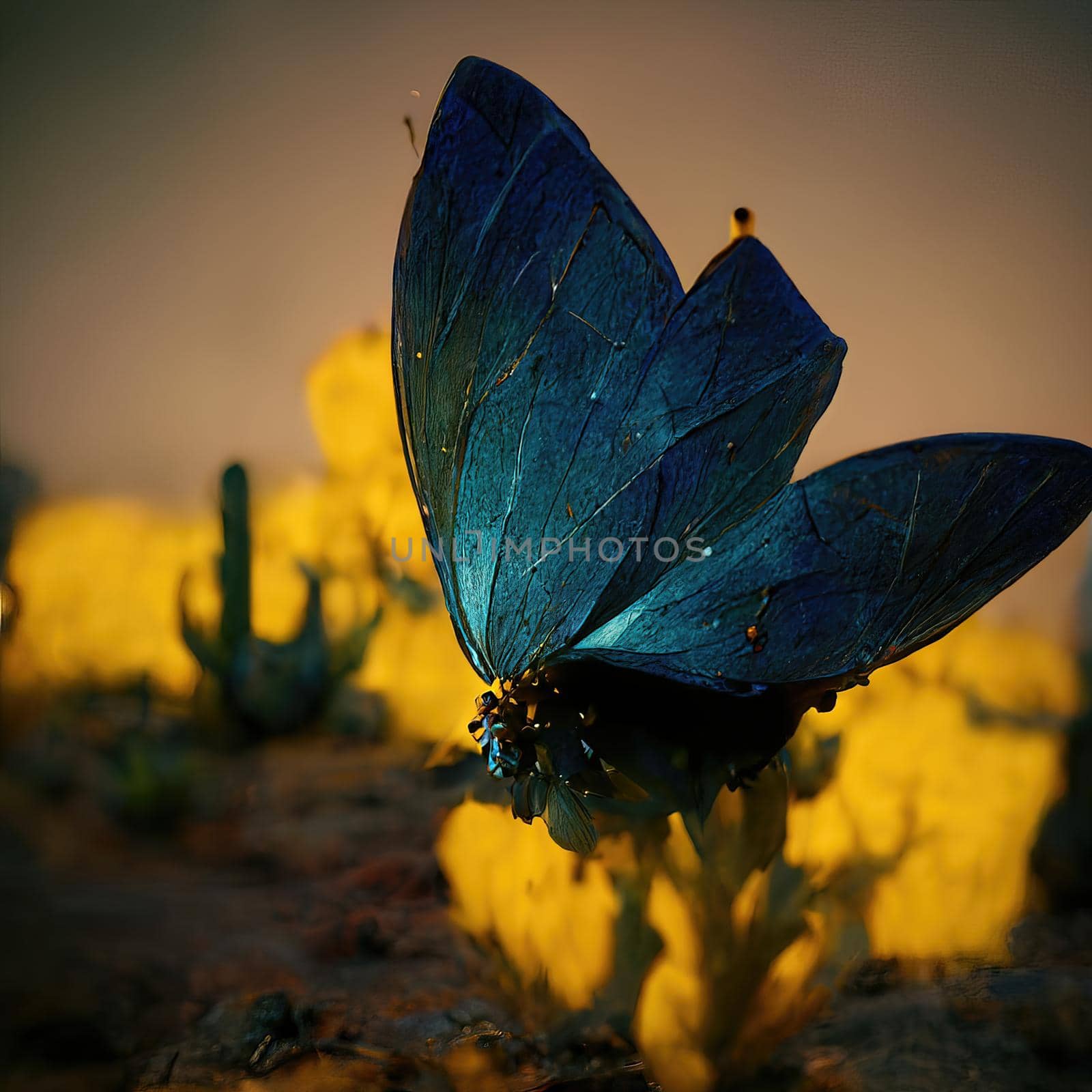 Digital art of butterfly sitting on flower. High quality photo