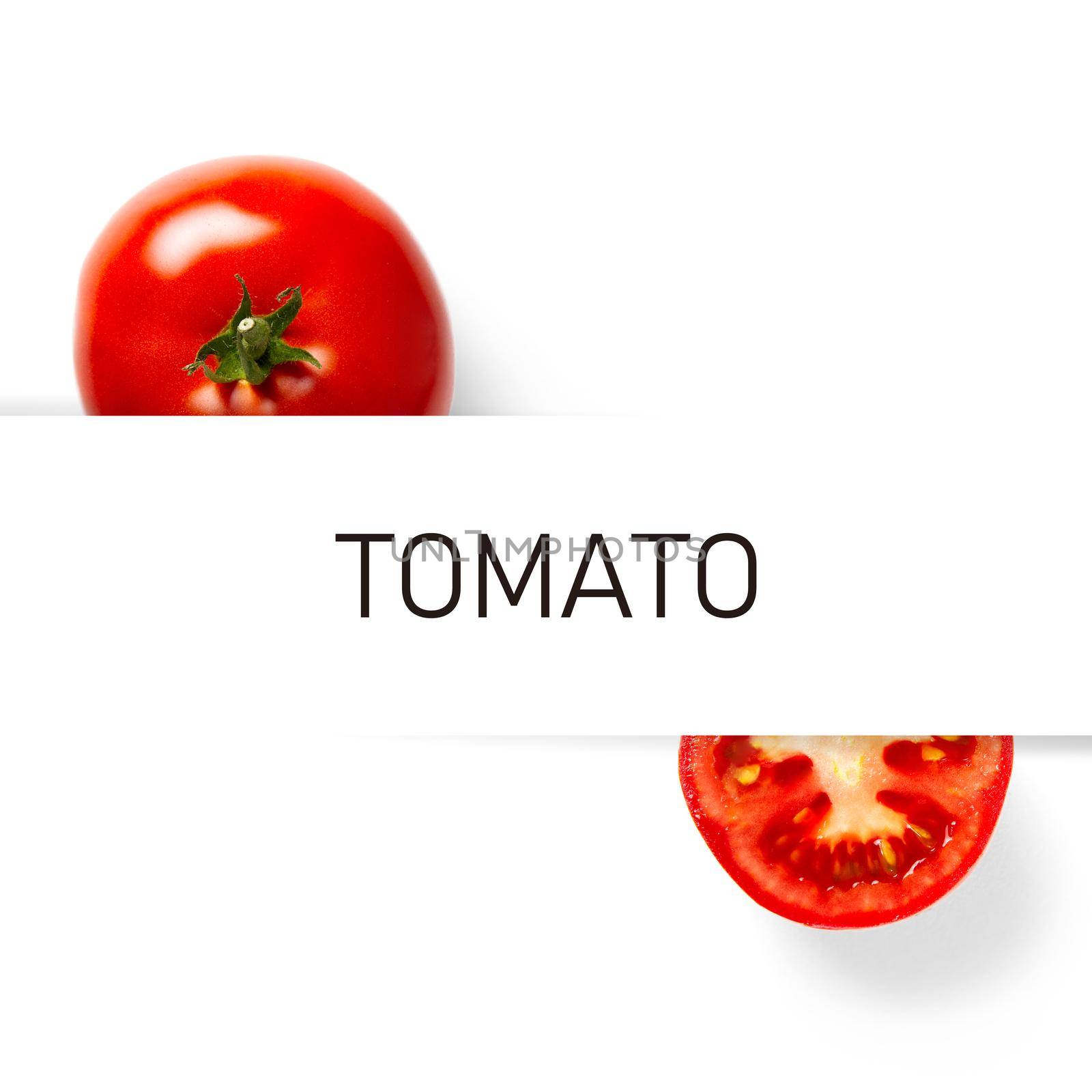 Tomato creative layout and composition isolated on white background Healthy eating, dieting concept by PhotoTime