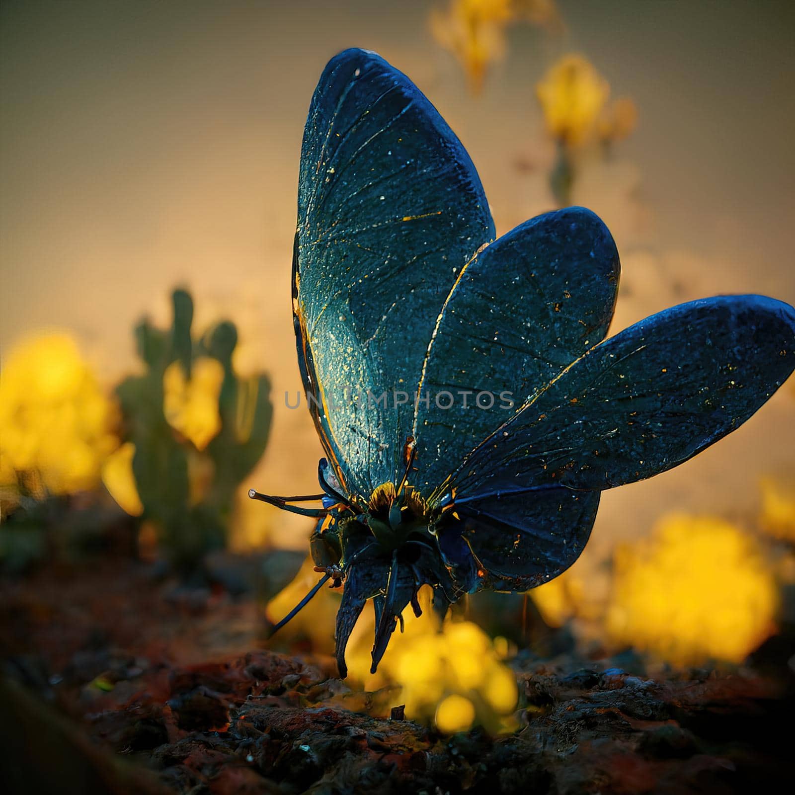 Digital art of butterfly sitting on flower. High quality photo