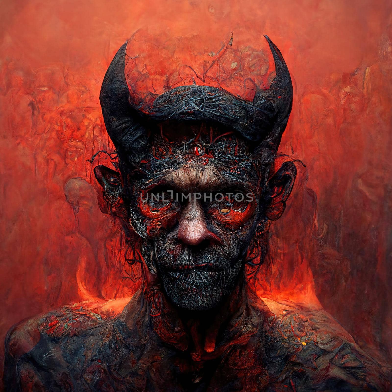 Portrait of devil, Illustration, drawing, digital art style, 3d Illustration