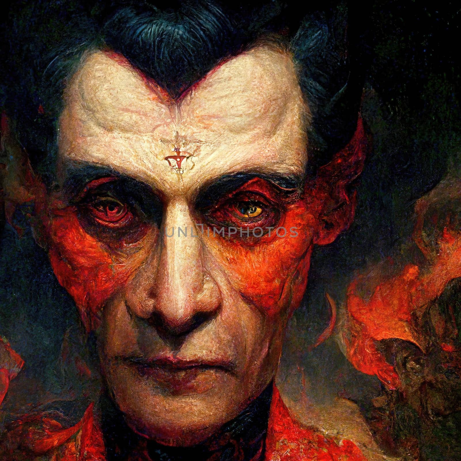 Portrait of devil, Illustration, drawing, digital art style, 3d Illustration