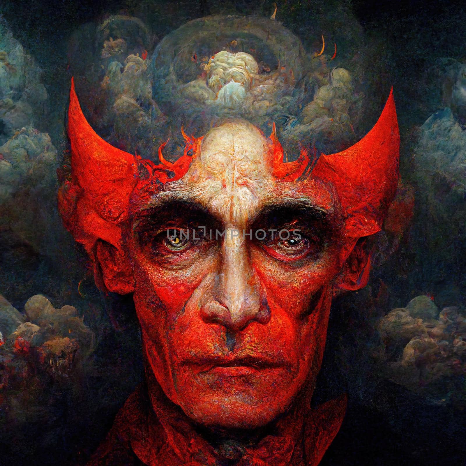 Portrait of devil, Illustration, drawing, digital art style, 3d Illustration