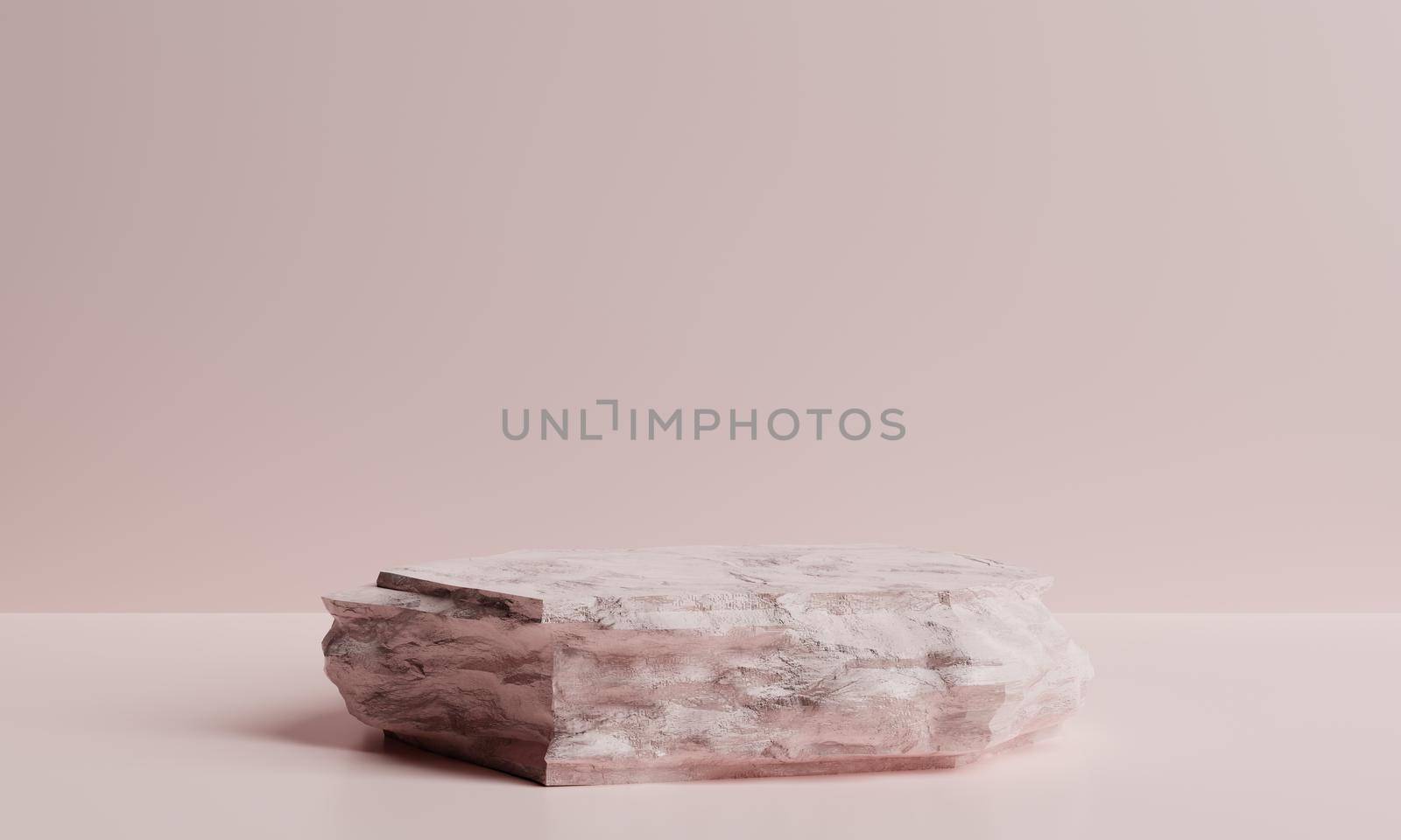 Minimal pink rock podium and stage for product or cosmetics advertising with background. Object and abstract concept. 3D illustration rendering by MiniStocker