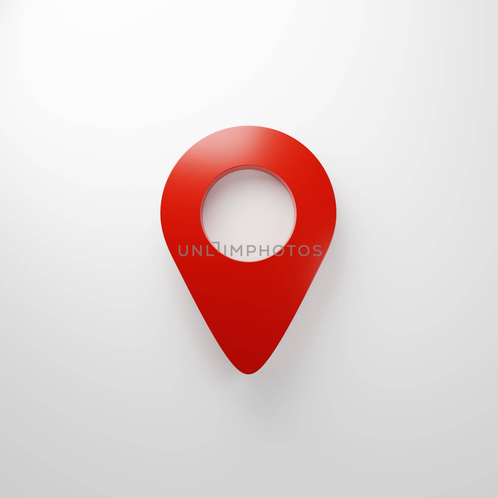 Red location pin symbol on white background. Sign and symbol concept. 3D illustration rendering by MiniStocker