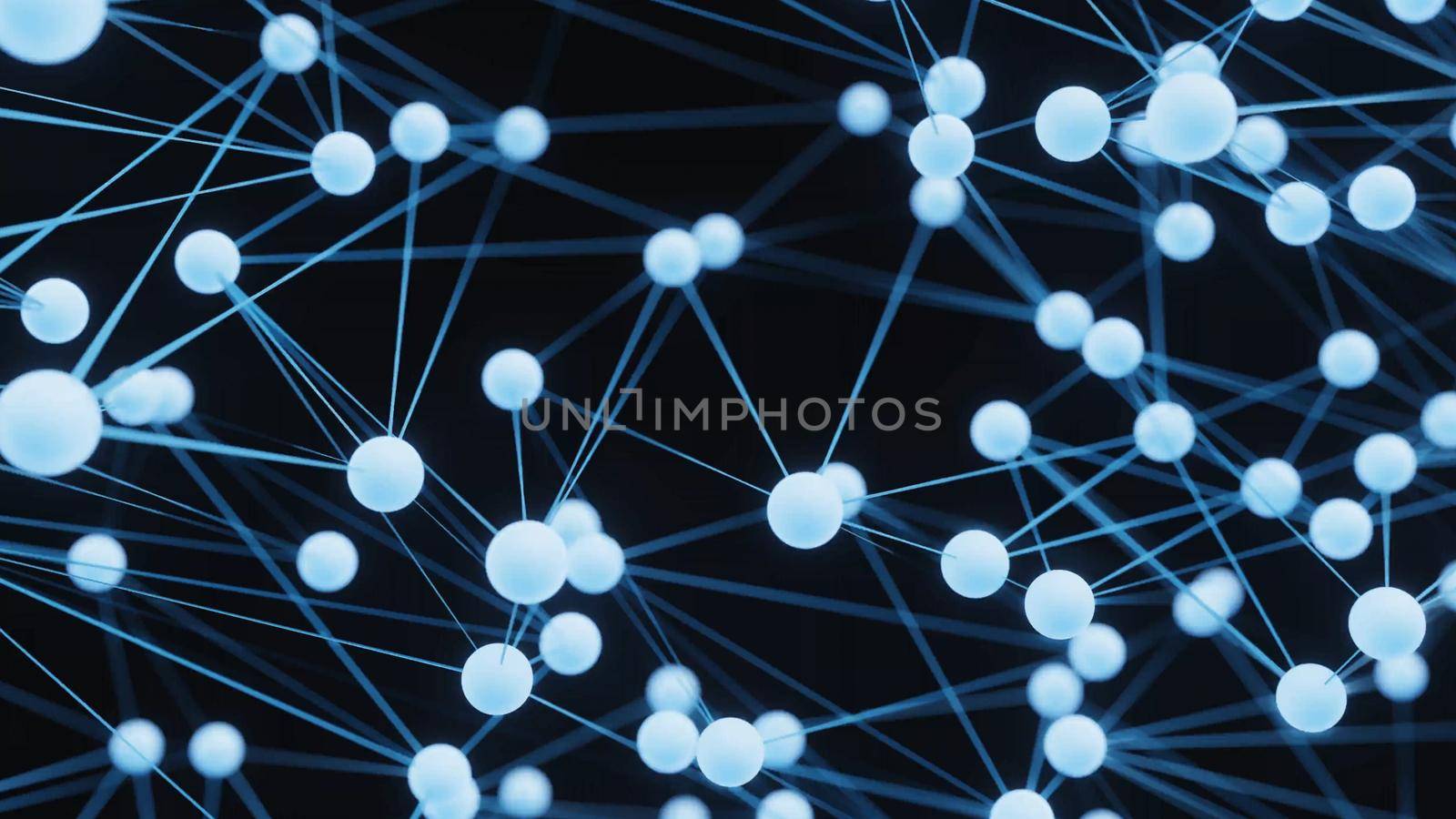 Chaotic structure plexus network node mesh background. Abstract and science technology concept. 3D illustration rendering