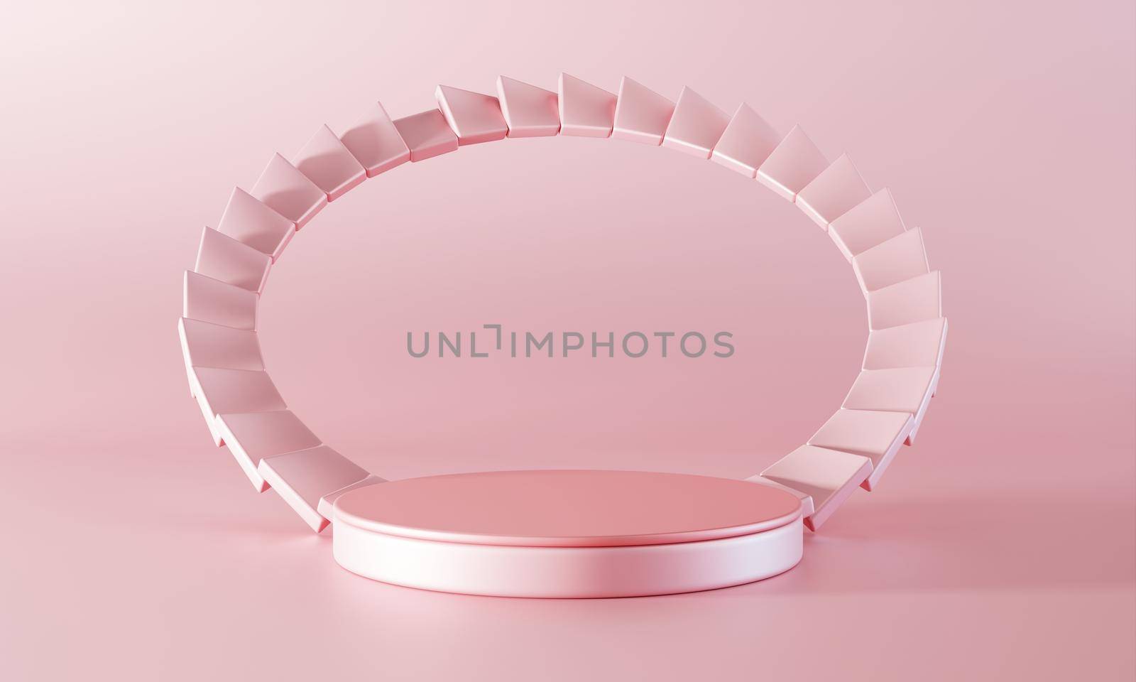 Minimal pink podium stage background. Abstract object scene for advertisement concept. 3D illustration rendering