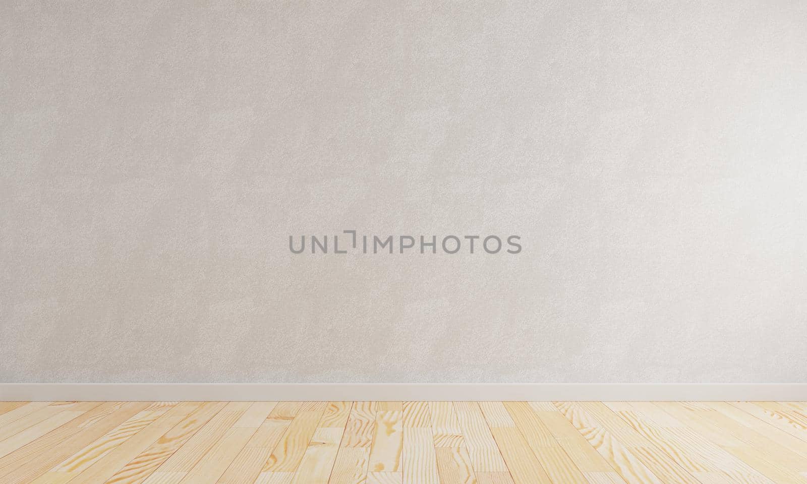 Empty room with wooden floor and raw concrete wall in dark tone vintage style background. Interior architecture and construction material wallpaper concept. 3D illustration rendering