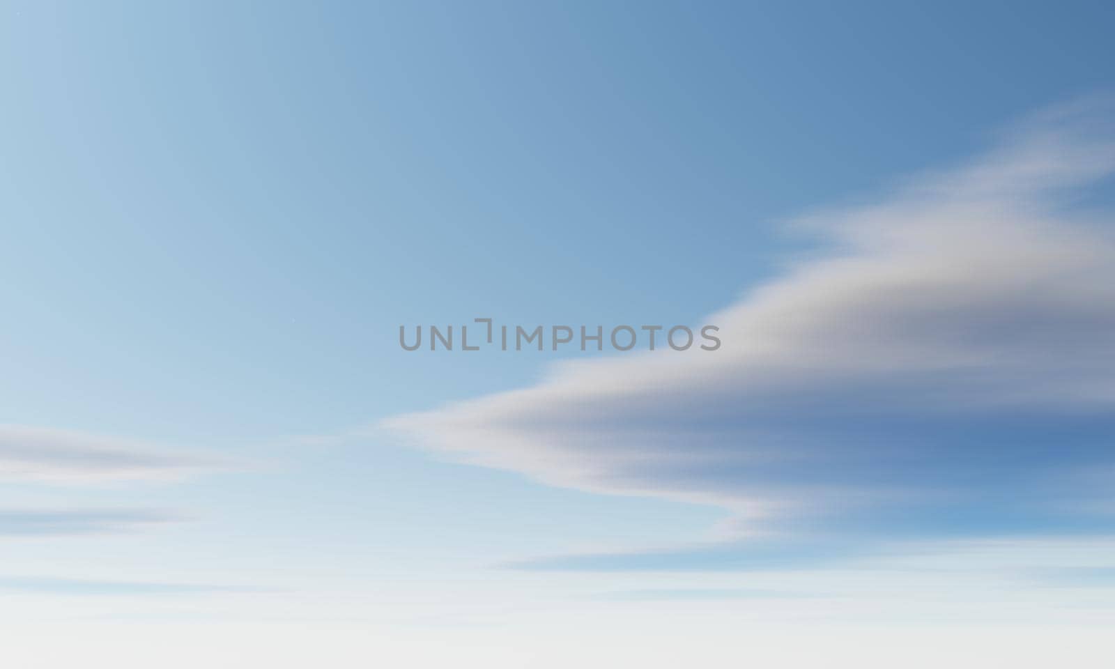 Blue cloudy sky background. Nature and landscape concept. 3D illustration rendering