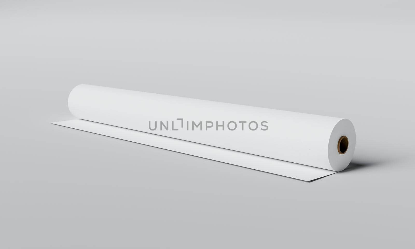 Paper rolls on gray background. Object and industry concept. 3D illustration rendering