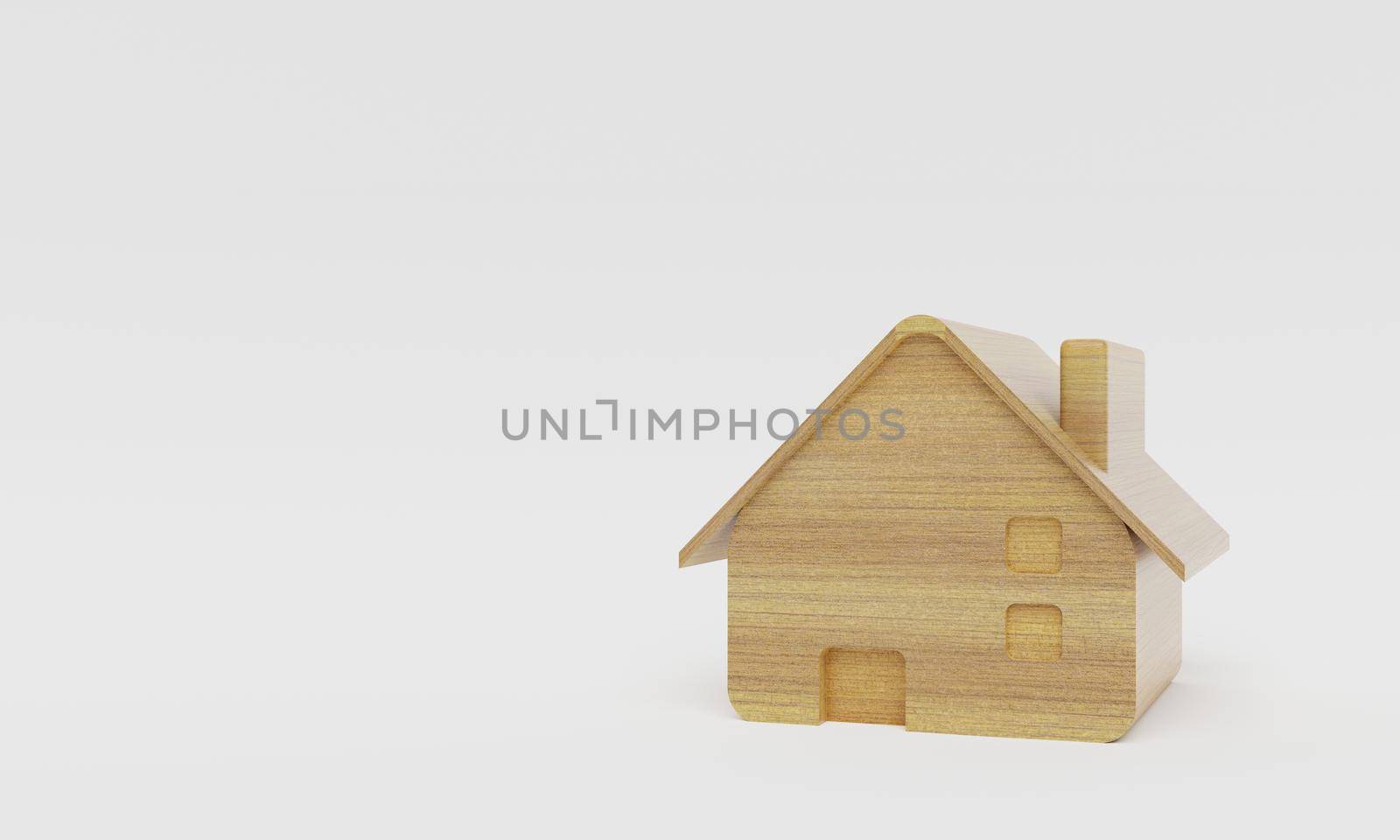 Wooden house on white background. Exterior and object concept. 3D illustration rendering by MiniStocker