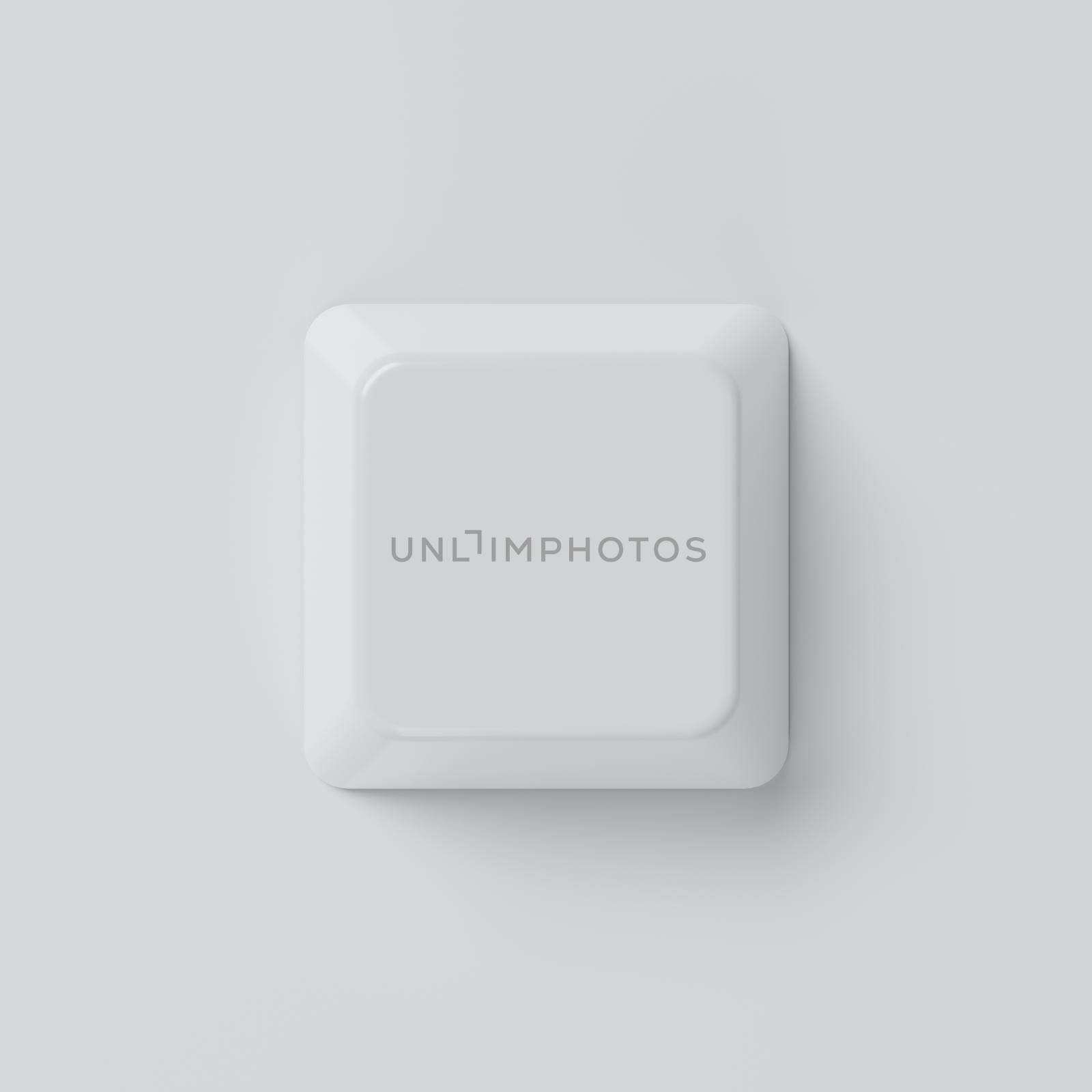 White empty keyboard button on background. Computer and object concept. 3D illustration rendering