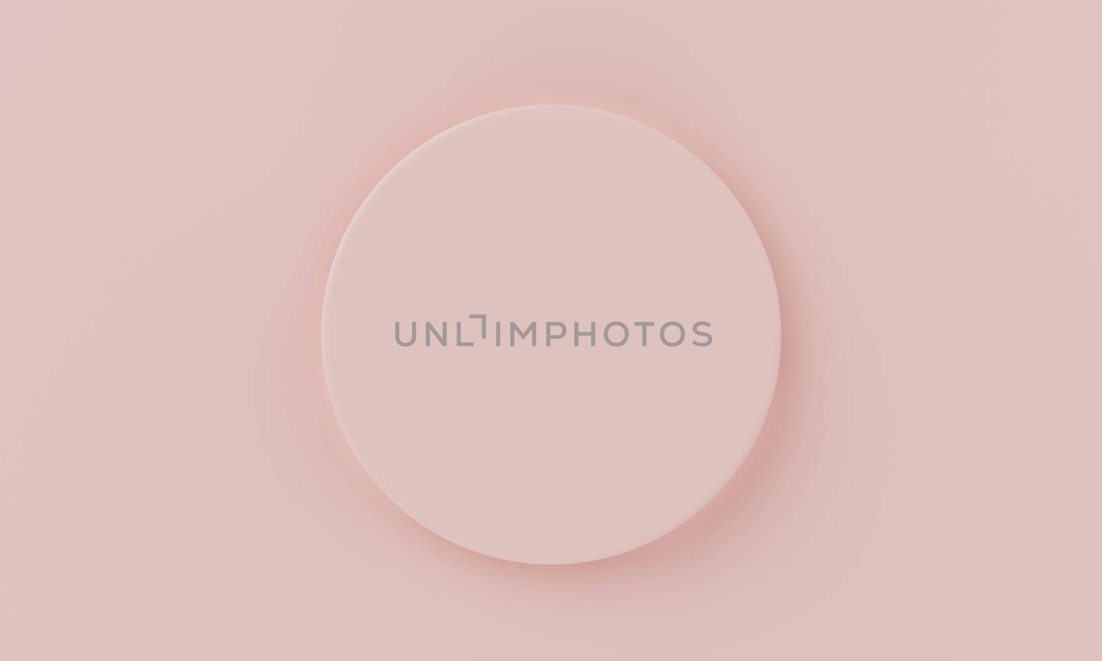 Top view coral pink minimal circular product podium background. Abstract and object concept. 3D illustration rendering