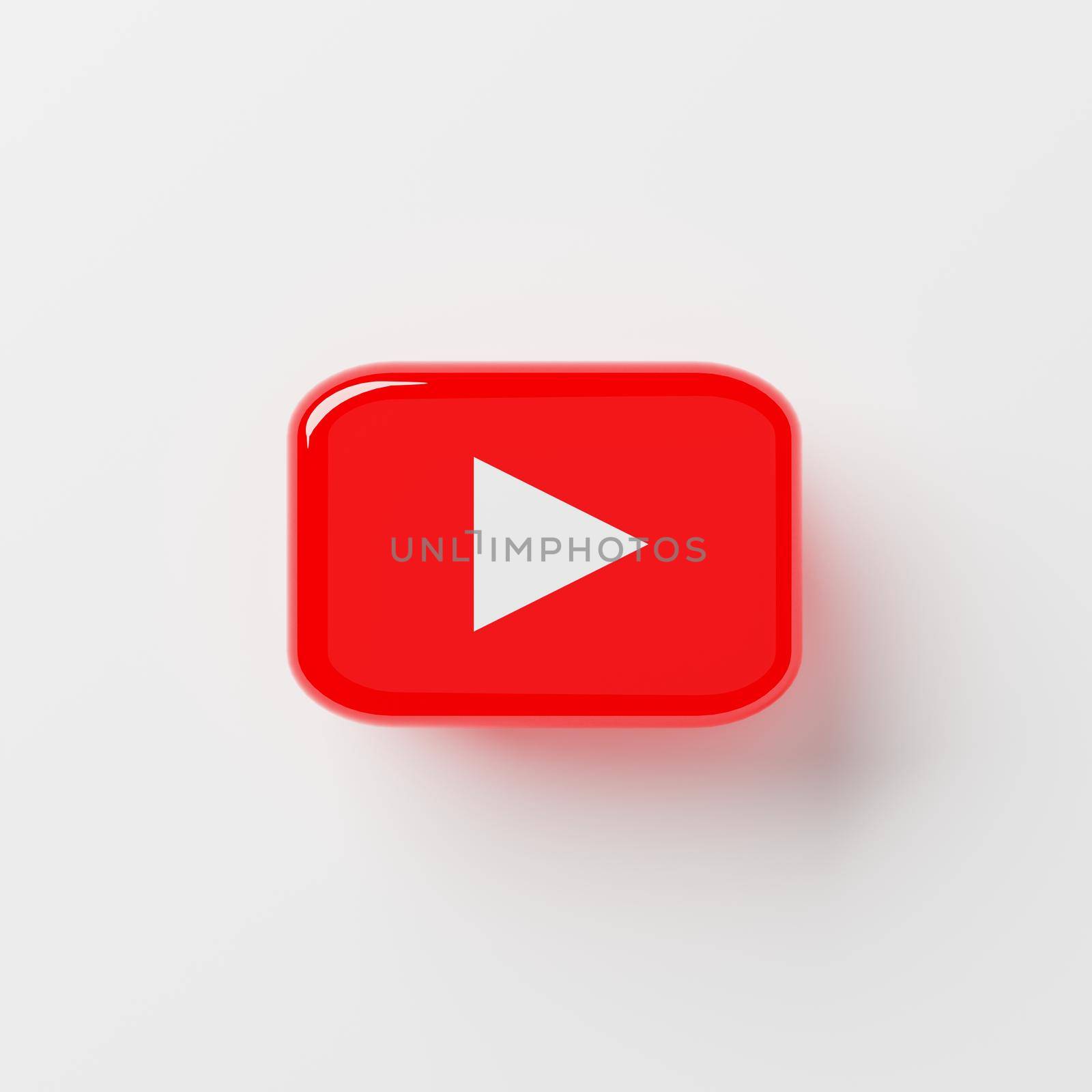 Chonburi, Thailand - Oct 27, 2021: A close up Youtube logo icon on isolated white background. Youtube is largest video sharing website in the world, shallow depth of field. 3D illustration rendering