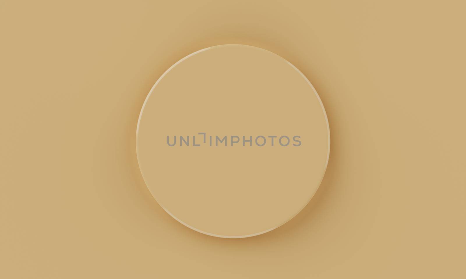 Top view yellow brown minimal circular product podium background. Abstract and object concept. 3D illustration rendering