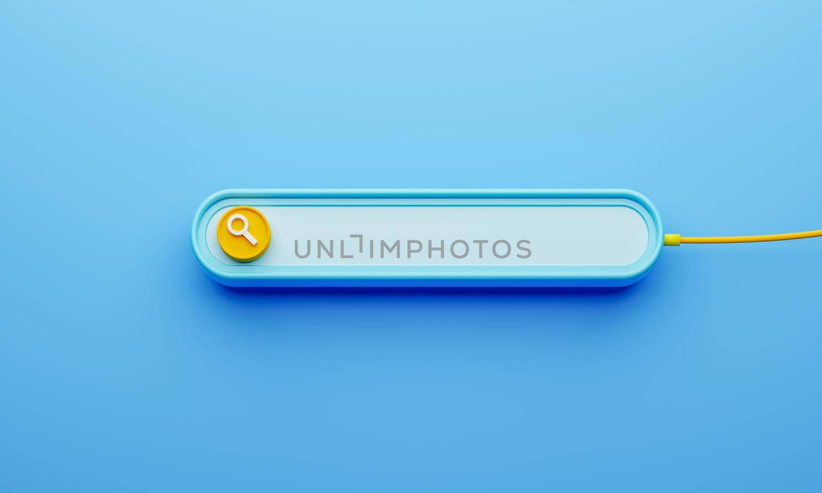 Minimal style search bar user interface with empty space for fill in text on blue background. Internet template and form computer graphic concept. 3D illustration rendering by MiniStocker