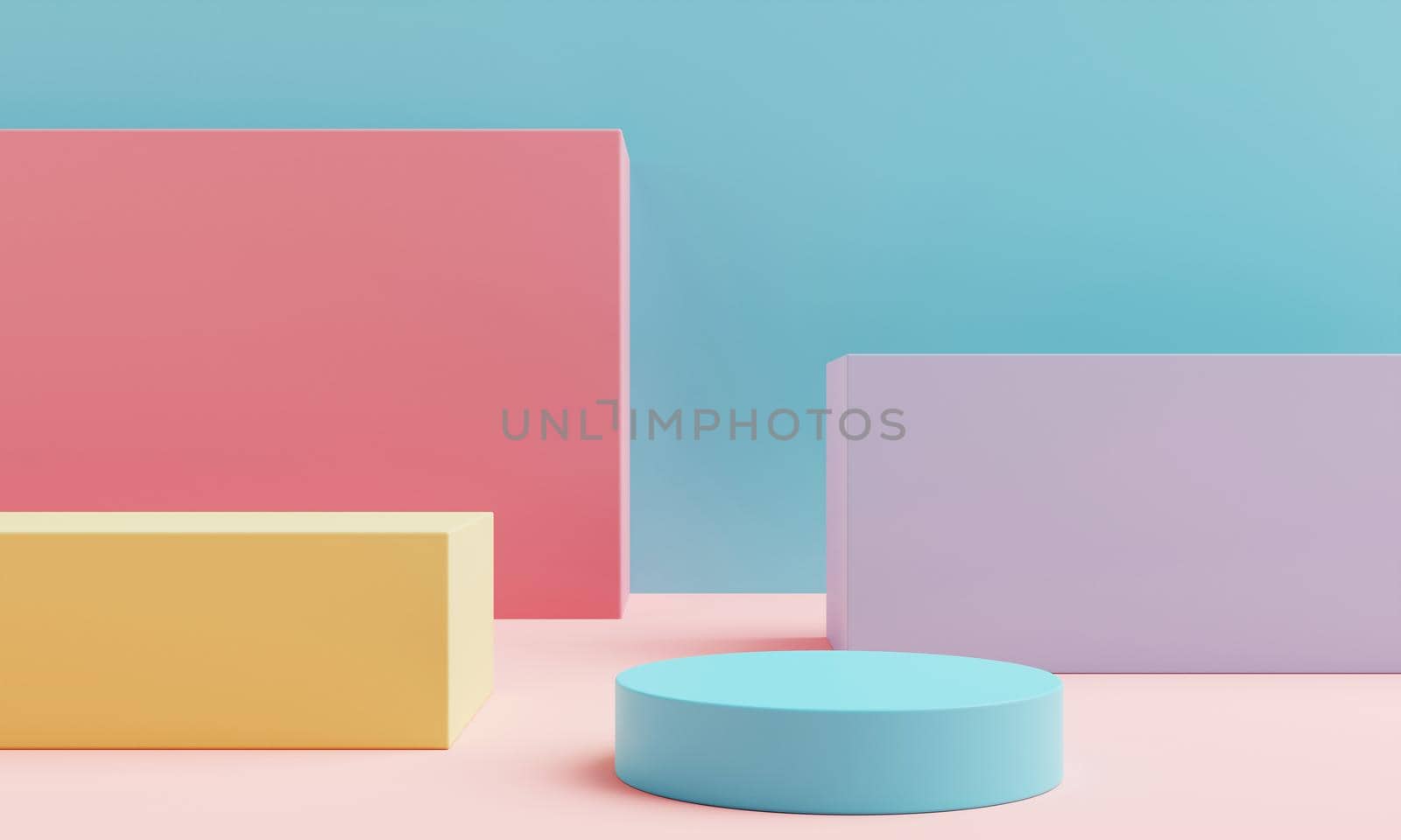 Abstract geometric shape in pastel colorful for product podium presentation background. Art and Color concept. 3D illustration rendering by MiniStocker