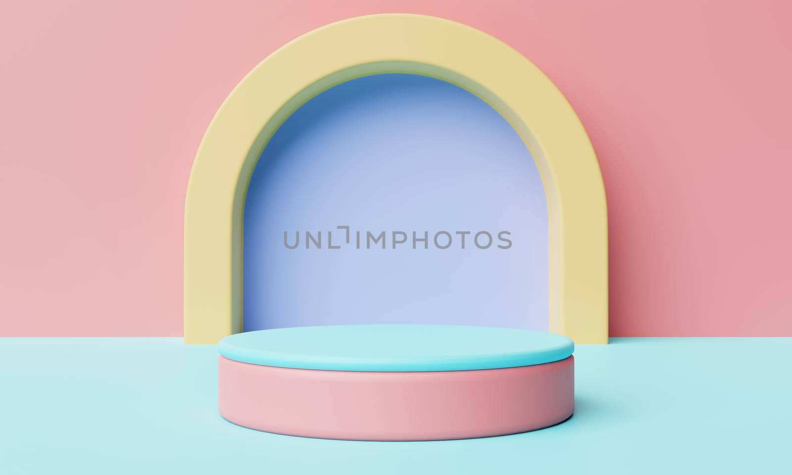 Abstract product podium with pastel color soft tone background. Wallpaper and geometric concept. 3D illustration rendering